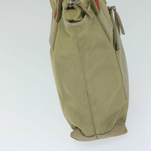 GUCCI Sherry Line Hand Bag Nylon Khaki Red 019 0402 019 0402 - Picture 5 of 12